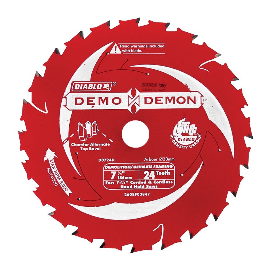 Diablo 7.25 in. / 184mm 24T Framing/Demolition DEMO DEMON Saw Blade
