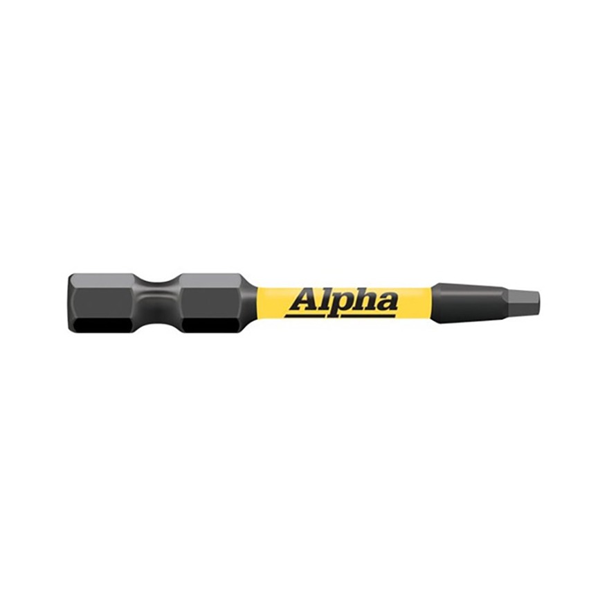 #1 x 50mm Square Alpha ThunderMax Hex 1/4 Drive Impact Power Bit *Carded*
