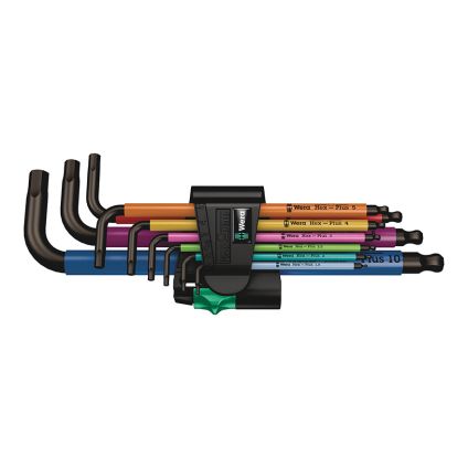 Multicolour 1.5-10mm Metric Standard (Long Arm) Allen Key Set (9 Piece)