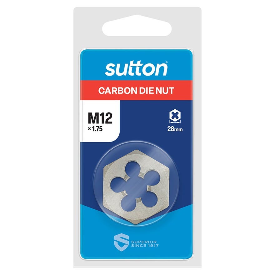 M12 x 1.75mm Carbon Steel Hex Die Nut