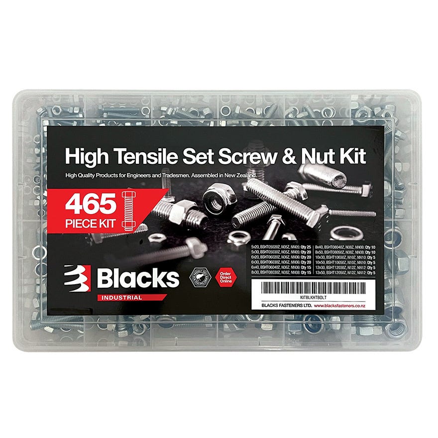 Blacks High Tensile Set Screw & Nut Kit ZP (465 Piece)