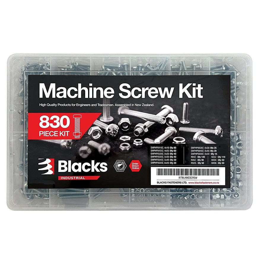 Blacks Machine Screw & Nut Kit (830 Piece)