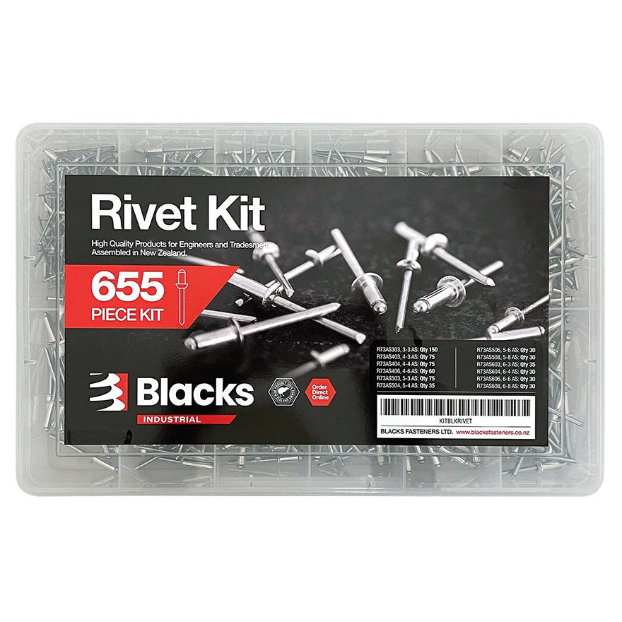 Blacks Aluminium Rivet Kit (655 Piece)
