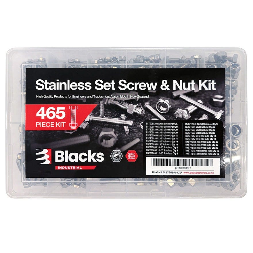 Blacks Stainless Set Screw & Nut Kit (465 Piece)