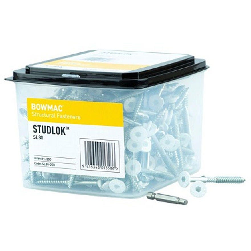 Bowmac Stud-Lok Woodscrew 80mm White
