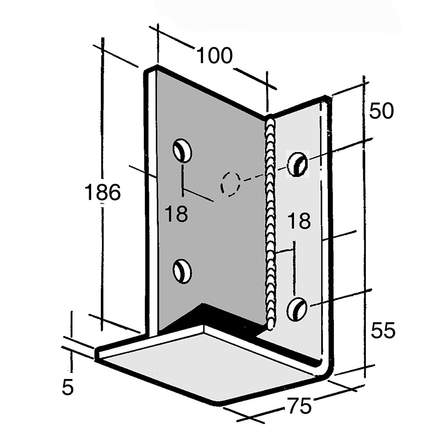 L Beam Support Bracket Galv (Bowmac B108)