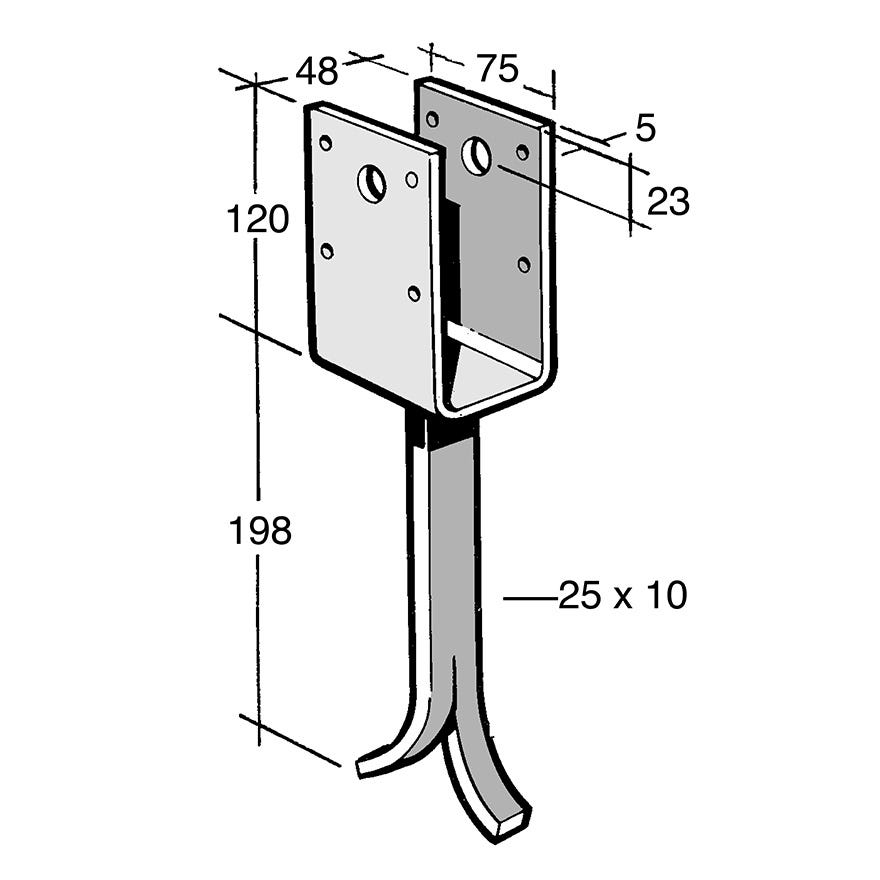 Post & Bearer Bracket Galv (Bowmac B132)