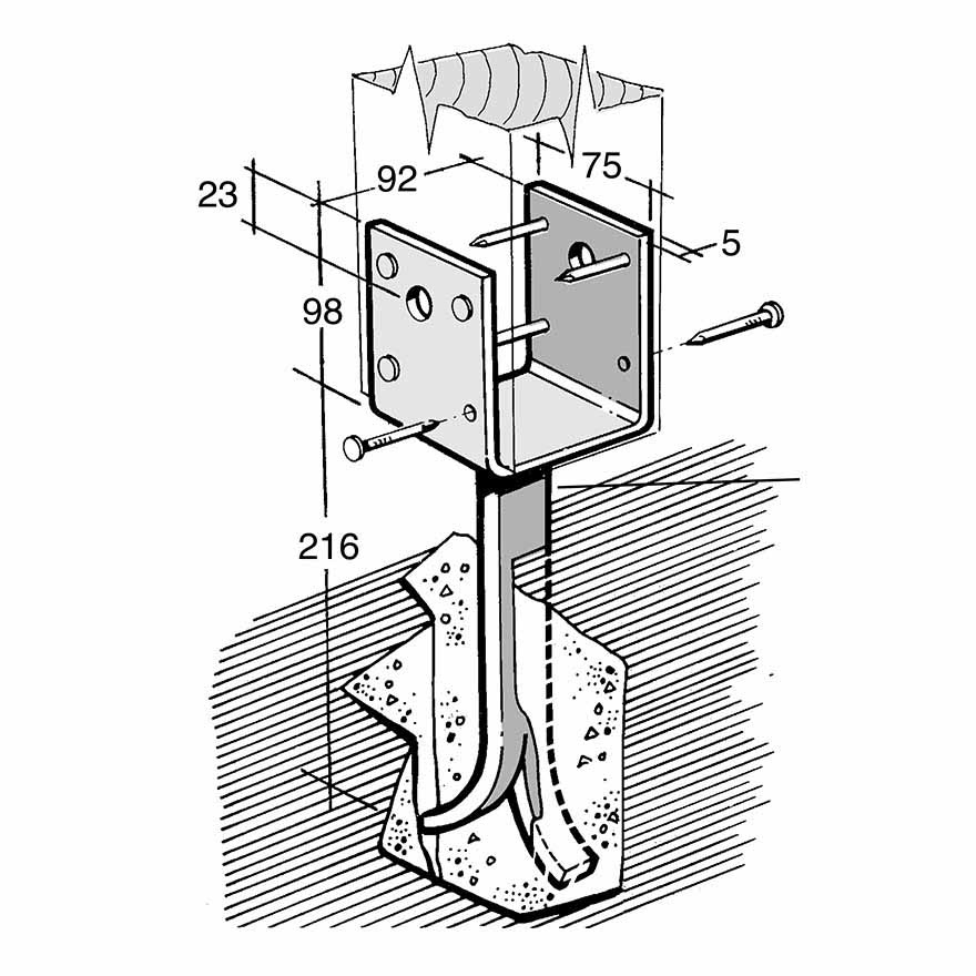 Post & Bearer Bracket Galv (Bowmac B134)