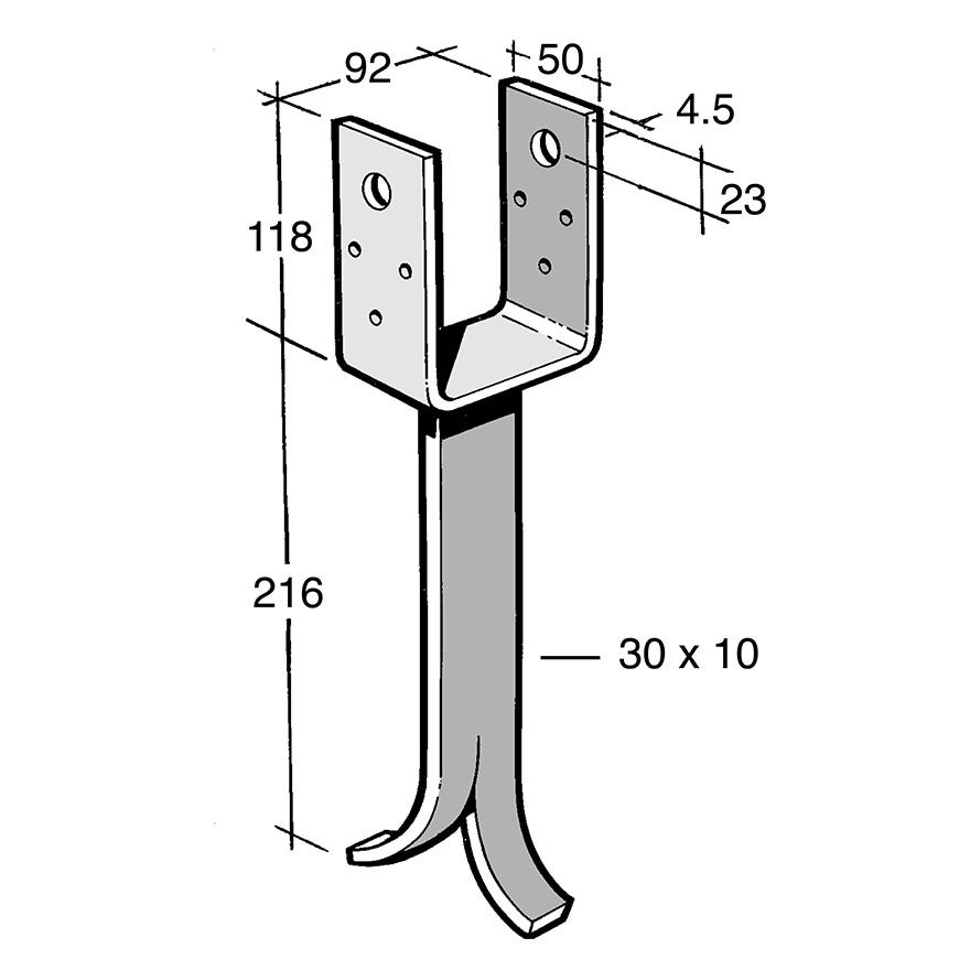 Post & Bearer Bracket Galv (Bowmac B135)