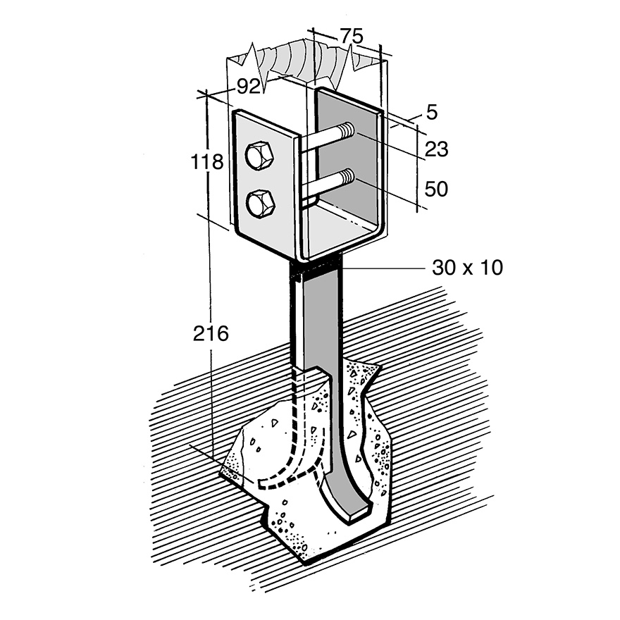 Post & Bearer Bracket Galv (Bowmac B138)
