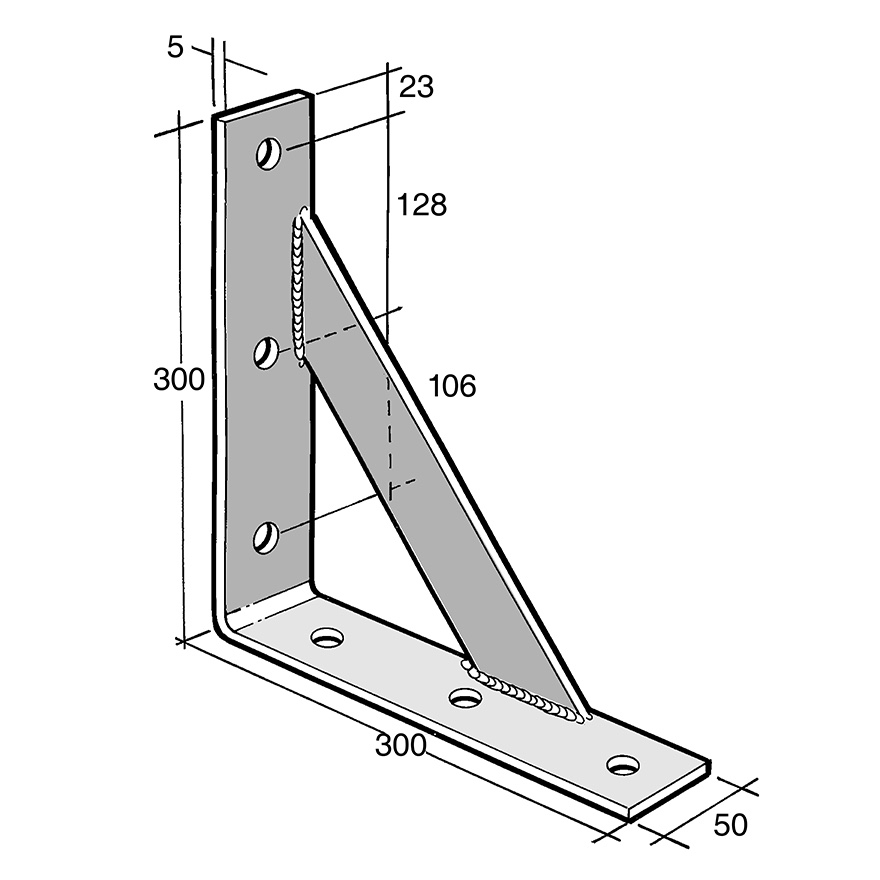 Angle Bracket With Gusset Galv (Bowmac B163)