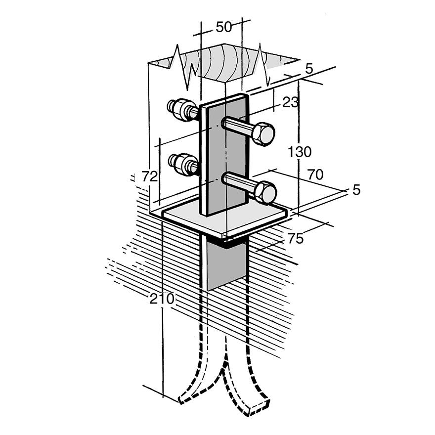 Post & Bearer Bracket Galv (Bowmac B195)