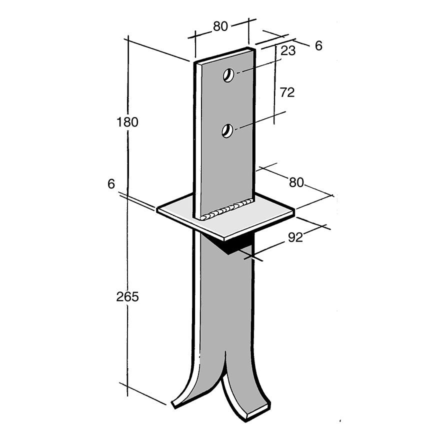 Post & Bearer Bracket Galv (Bowmac B197)