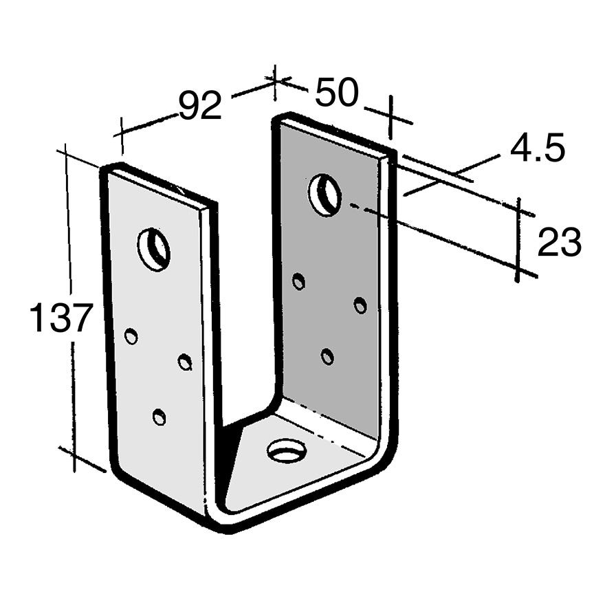Post & Bearer Bracket Galv (Bowmac B25)