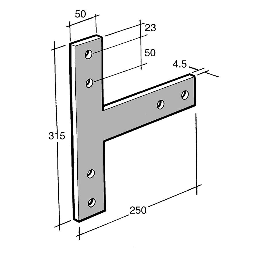 T - Strap Bracket Galv (Bowmac B35)