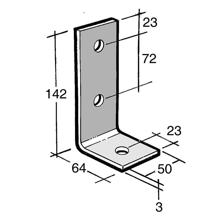 Angle Bracket No Gusset Galv (Bowmac B351)