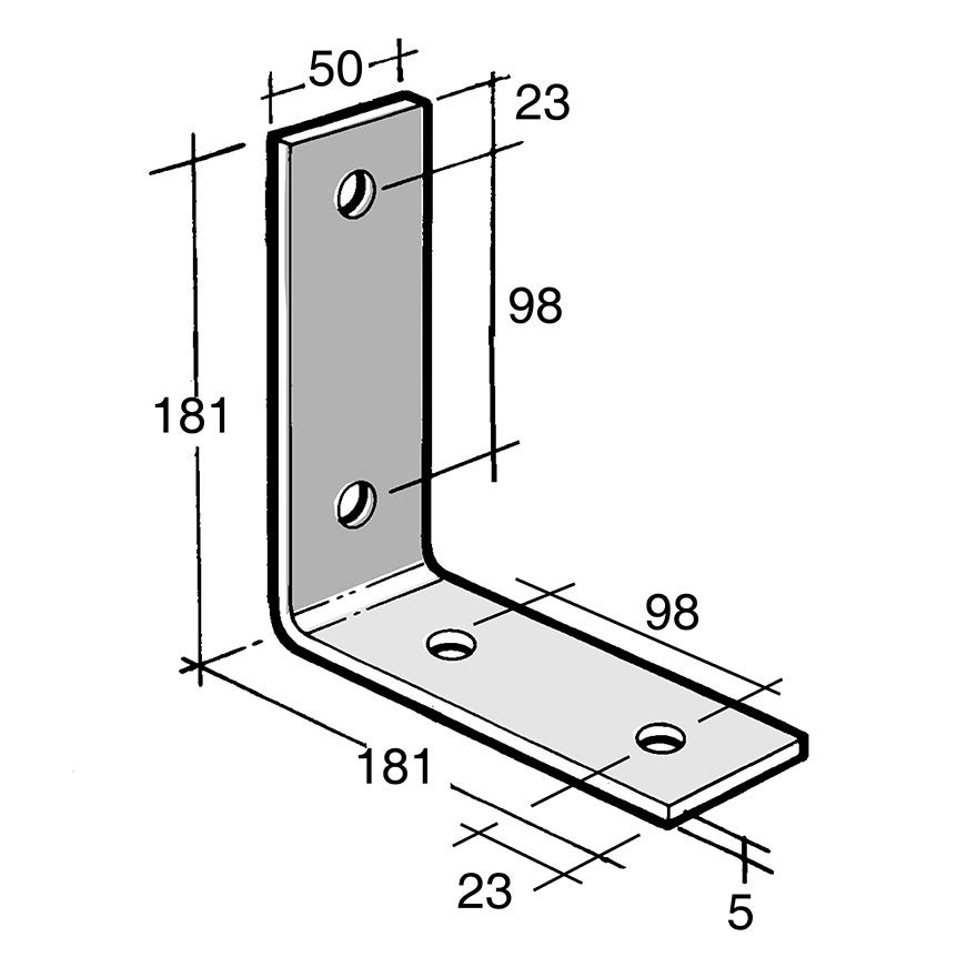 Angle Bracket No Gusset Galv (Bowmac B55)