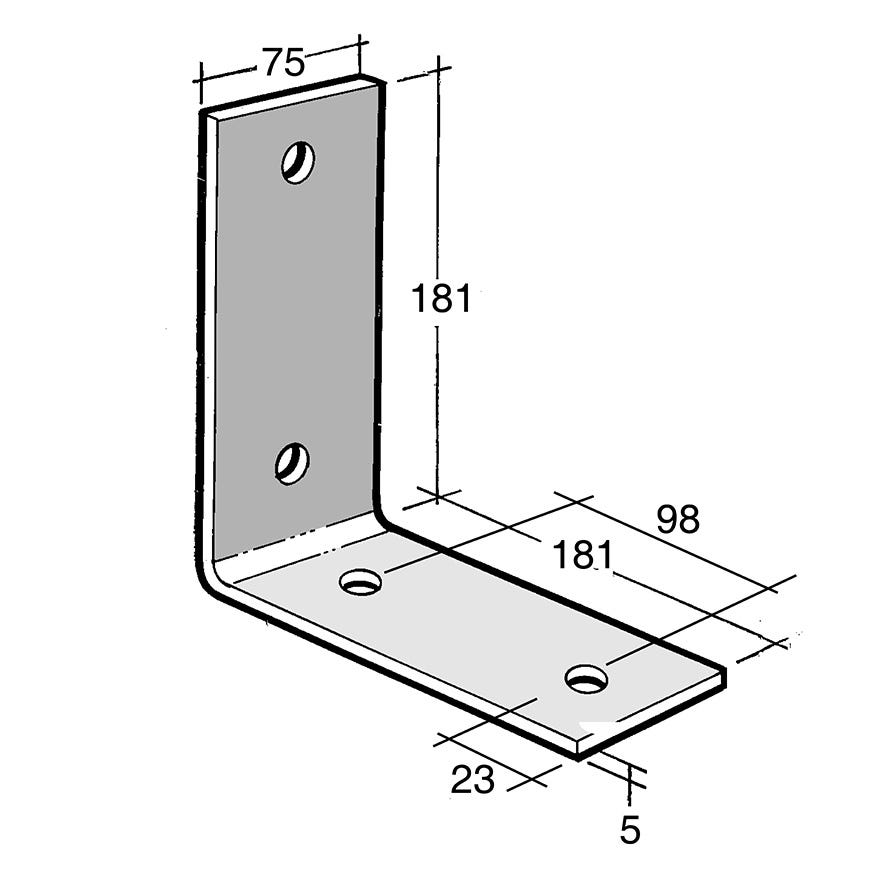 Angle Bracket No Gusset Galv (Bowmac B58)