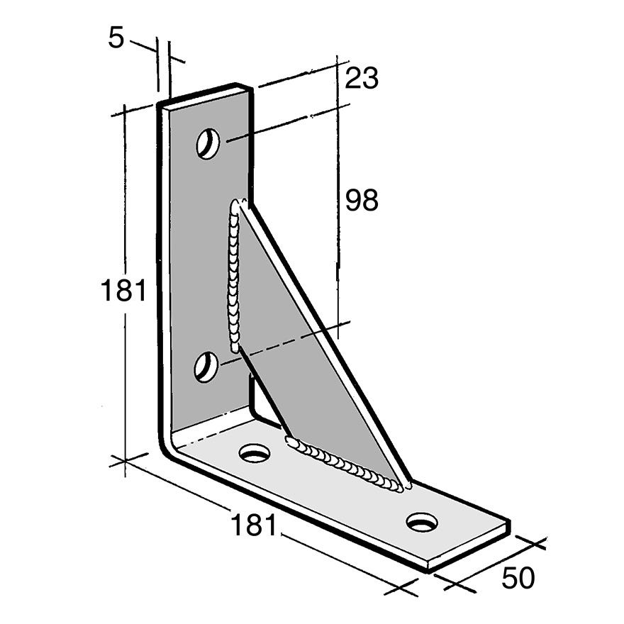 Angle Bracket With Gusset Galv (Bowmac B65)