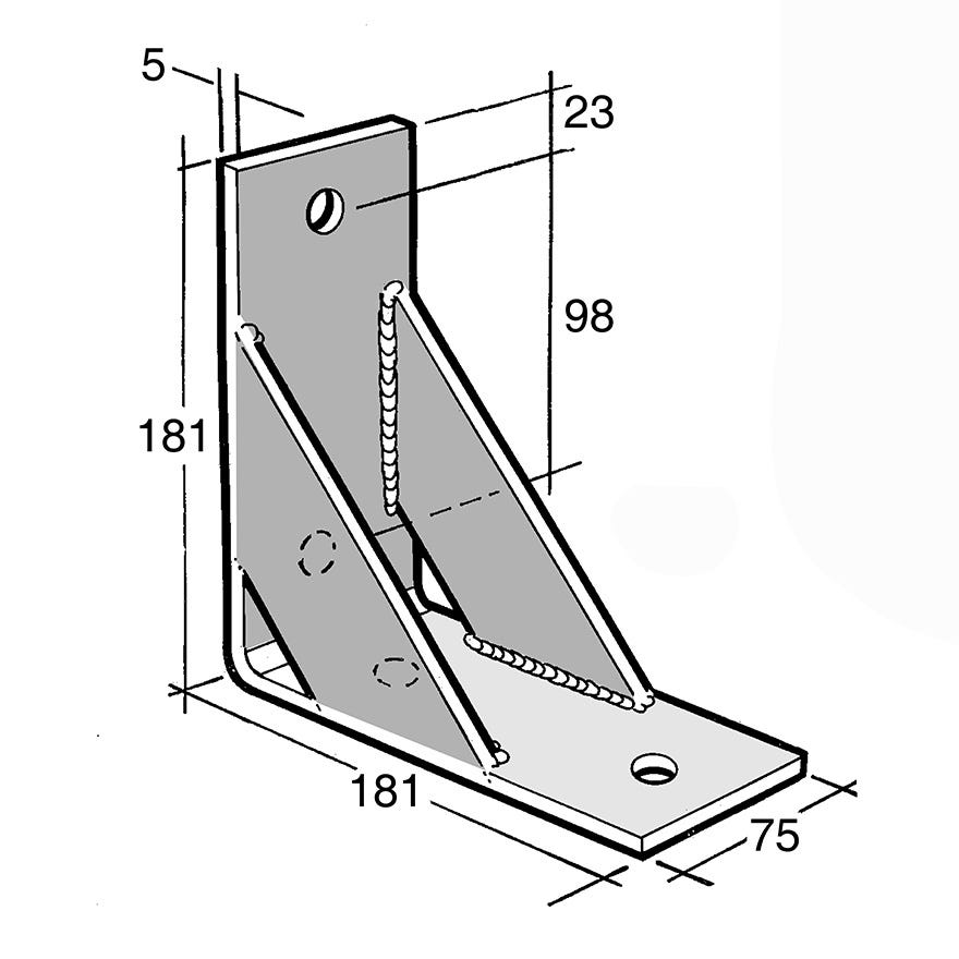 Angle Bracket With Gusset Galv (Bowmac B68)