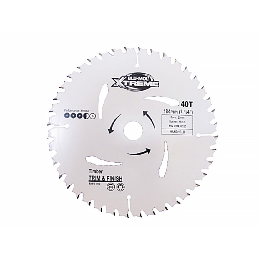 7 1/4 (184mm)x20- 40T BLU-MOL XTREME CIRCULAR SAW BLADE