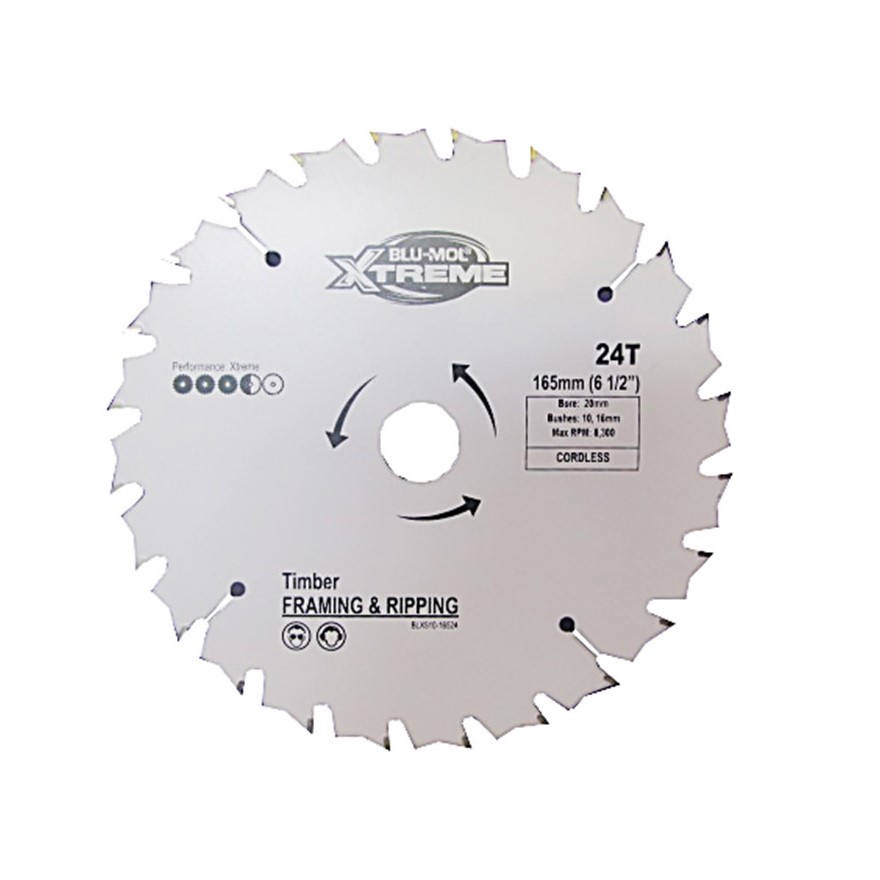 6 1/2 (165mm)x20- 24T BLU-MOL XTREME CIRCULAR SAW BLADE