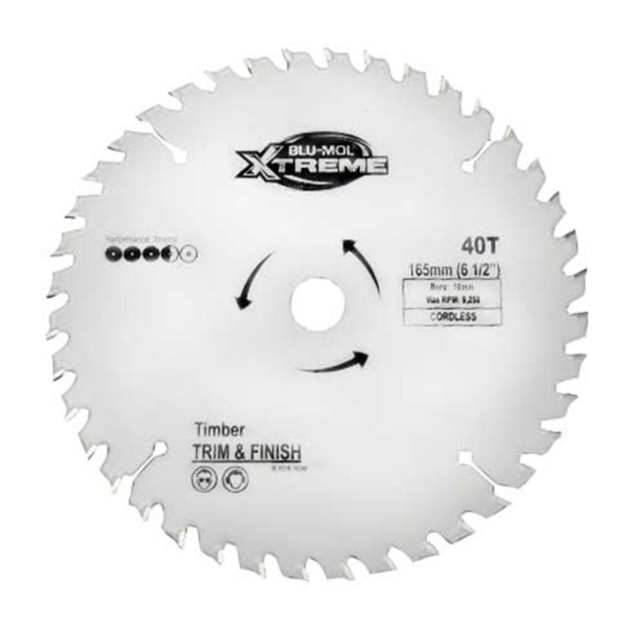 6 1/2 (165mm)x20- 40T BLU-MOL XTREME CIRCULAR SAW BLADE