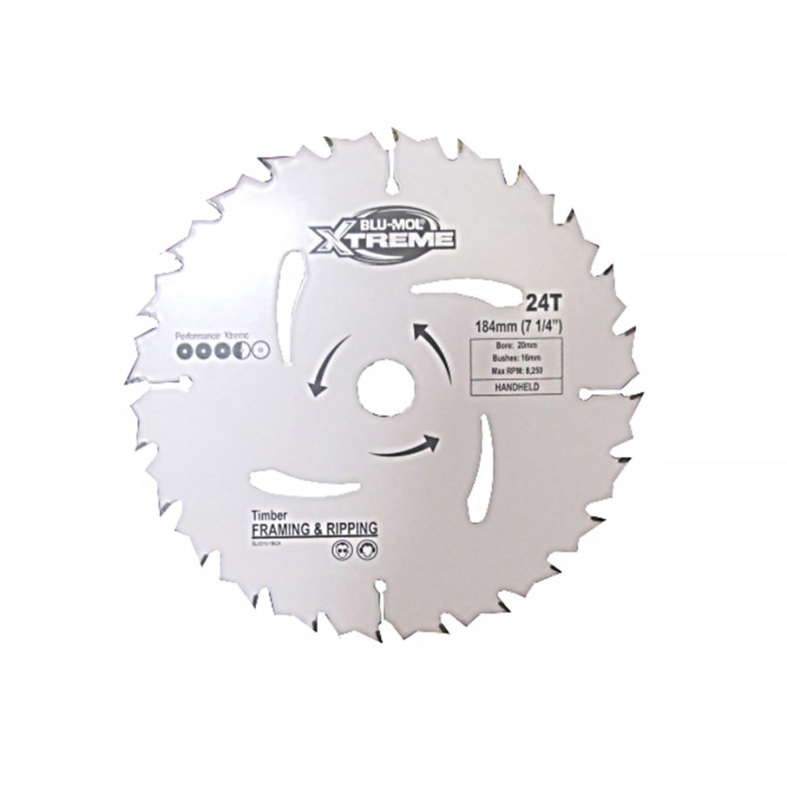 7 1/4 (184mm)x20- 24T BLU-MOL XTREME CIRCULAR SAW BLADE