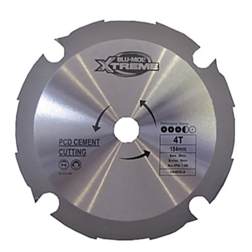 165mm x 4T BLU-MOL XTREME PCD FIBRE CEMENT CIRCULAR SAW BLADE
