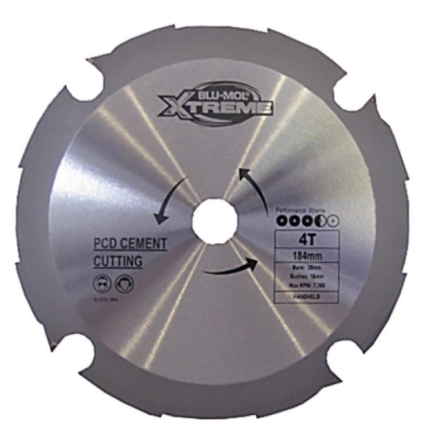 184mm x 4T BLU-MOL XTREME PCD FIBRE CEMENT CIRCULAR SAW BLADE