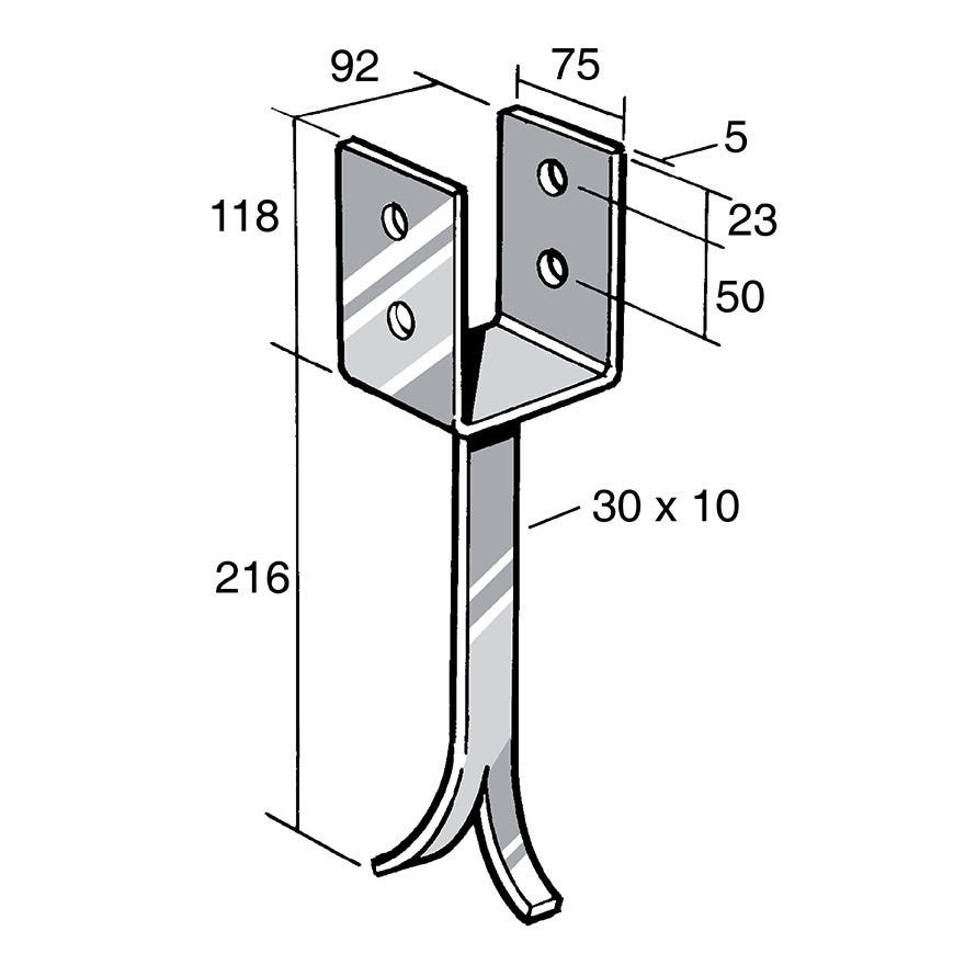 Post & Bearer Bracket 304 Stainless (Bowmac BS138)