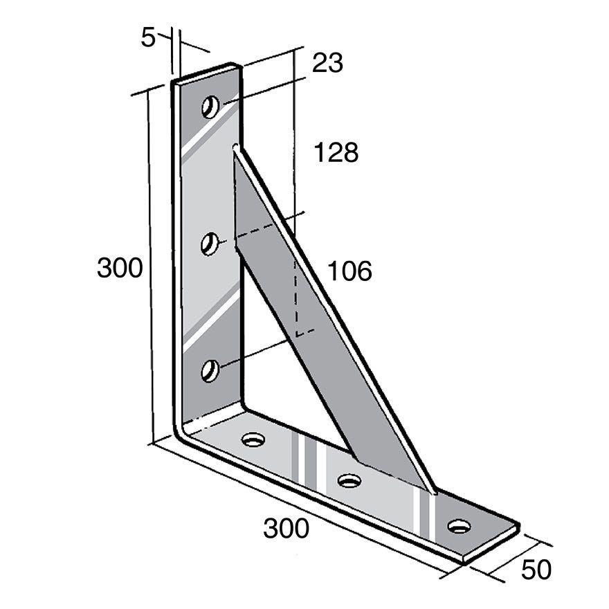 Angle Bracket With Gusset 304 Stainless (Bowmac BS163)