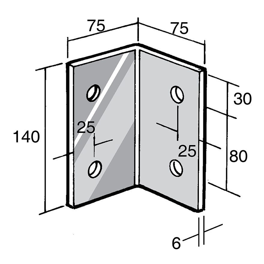 Angle Bracket 304 Stainless (Bowmac BS175)