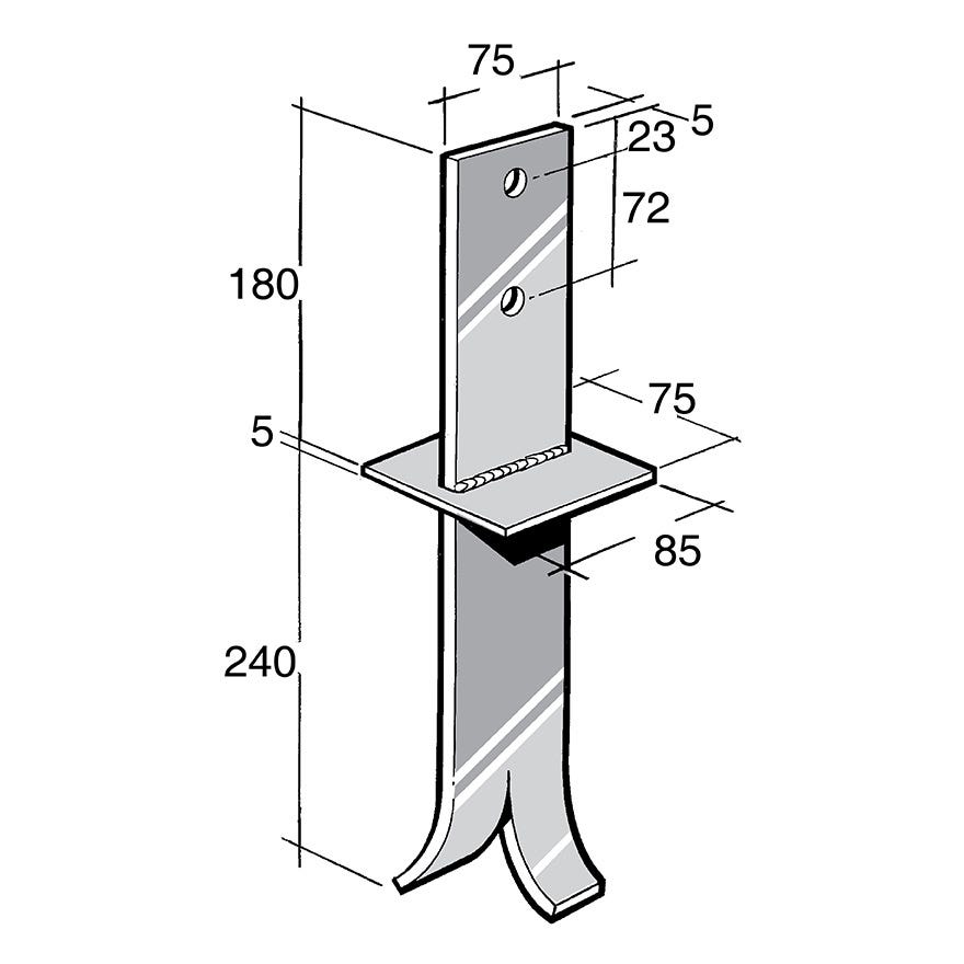 Post & Bearer Bracket 304 Stainless (Bowmac BS197)
