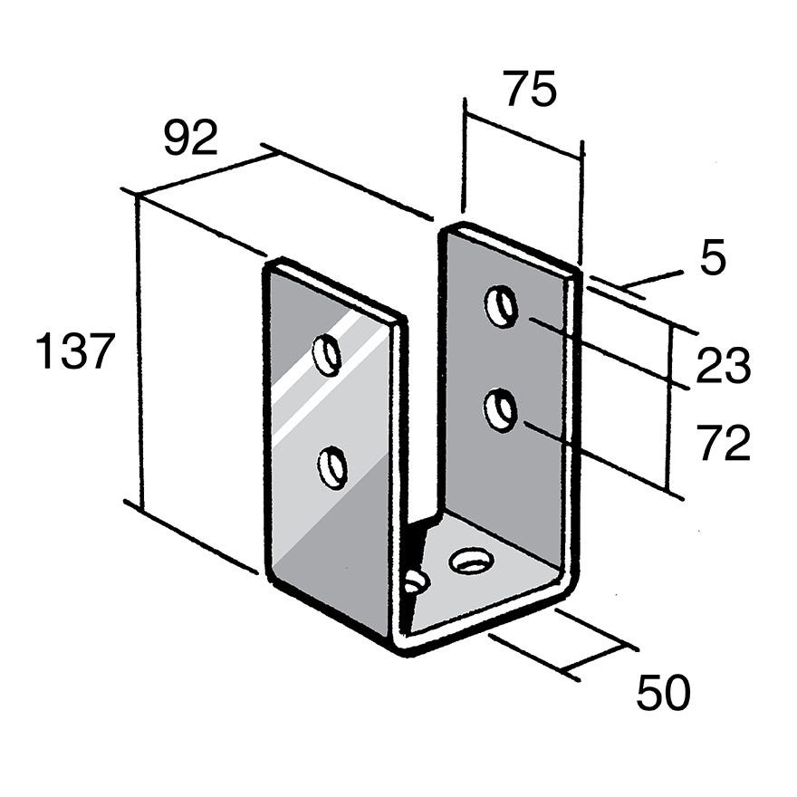 Post & Bearer Bracket 304 Stainless (Bowmac BS28)