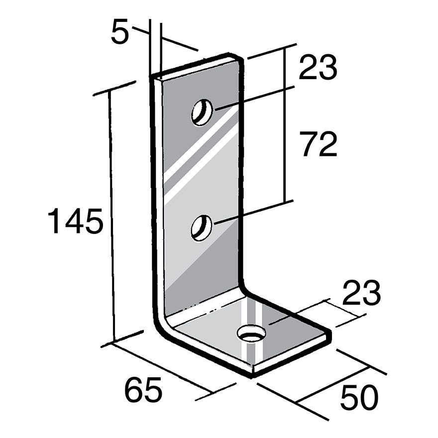 Angle Bracket No Gusset 304 Stainless (Bowmac BS51)