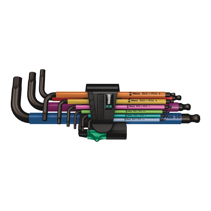Multicolour 1.5-10mm Metric Standard (Long Arm) Allen Key Set (9 Piece)