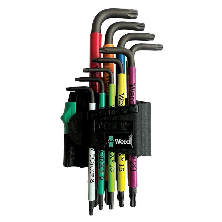 Multicolour TX8-40 Torx (Short Arm) Key Set (9 Piece)