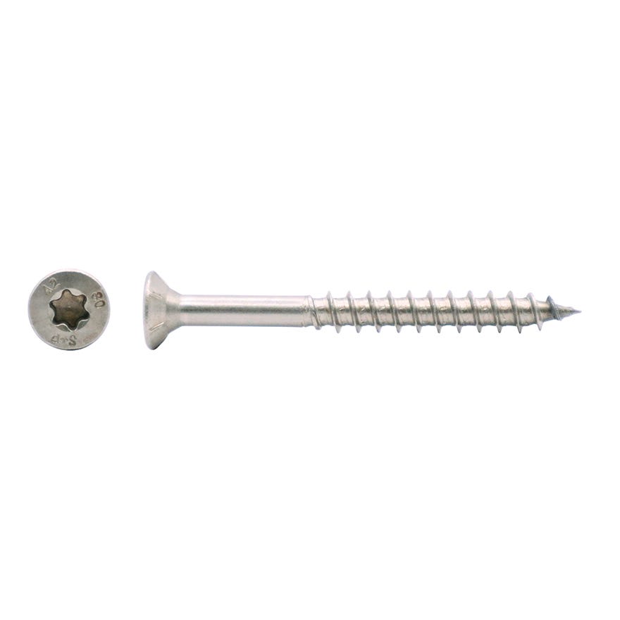 10x80 Csk (with ribs) Timber Construction Coach Screw 304 Stainless (TX 40)