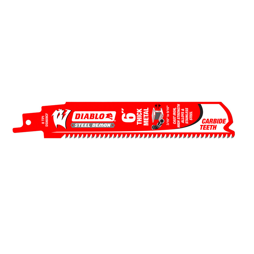 Diablo 6 in. / 152mm Steel Demon Carbide Recip Blades for Thick Metal Cutting (3 Pack)