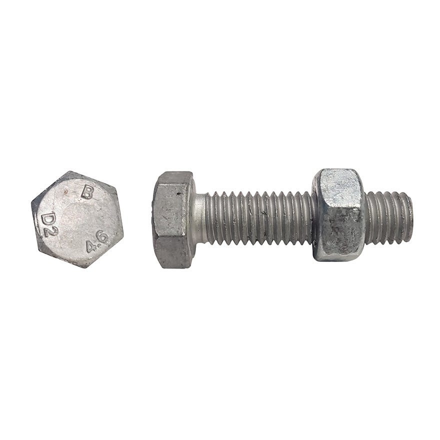 16x35 AS1111 Mild Steel 4.6/4.8 (FT) Hex Bolt & Nut Galv