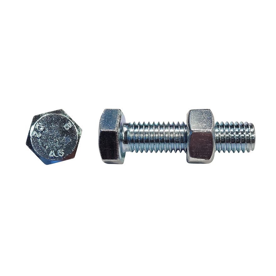12x30 AS1111 Mild Steel 4.6/4.8 Hex Bolt & Nut ZP (18MM AF)