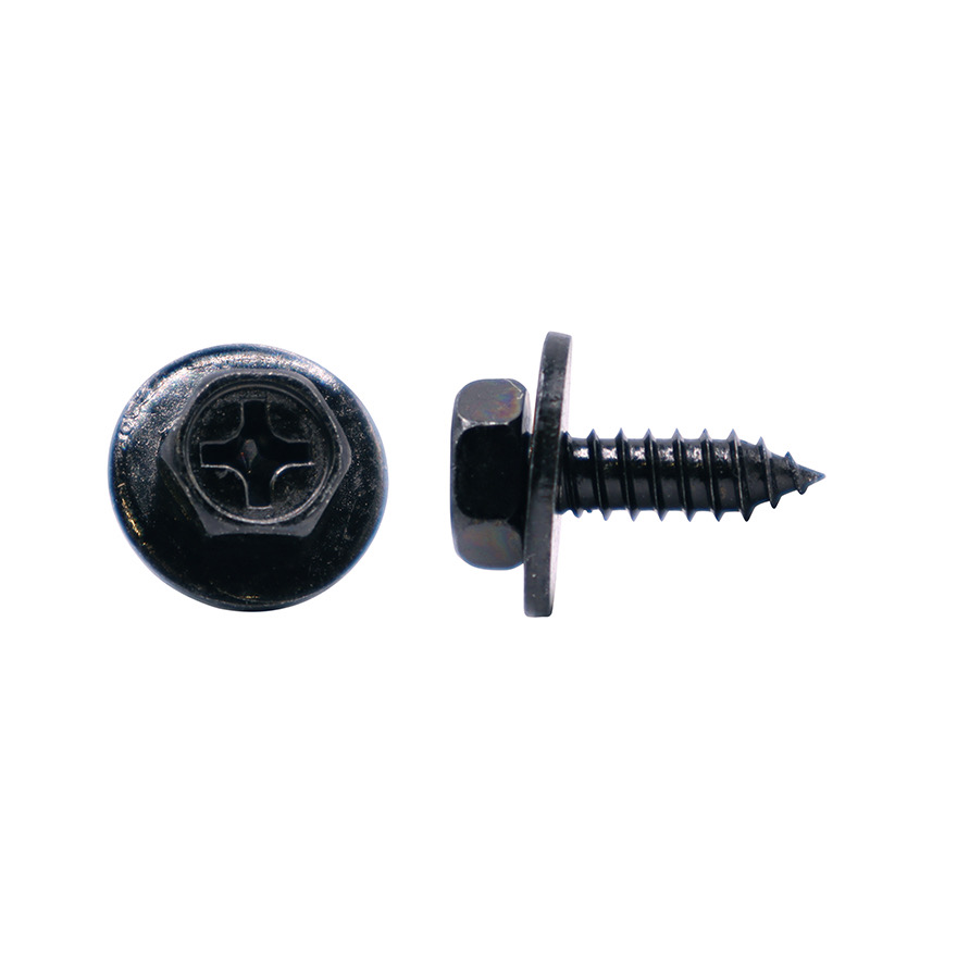 14Gx16mm Hex/Phillips/washer (sems) Self Tappers Black