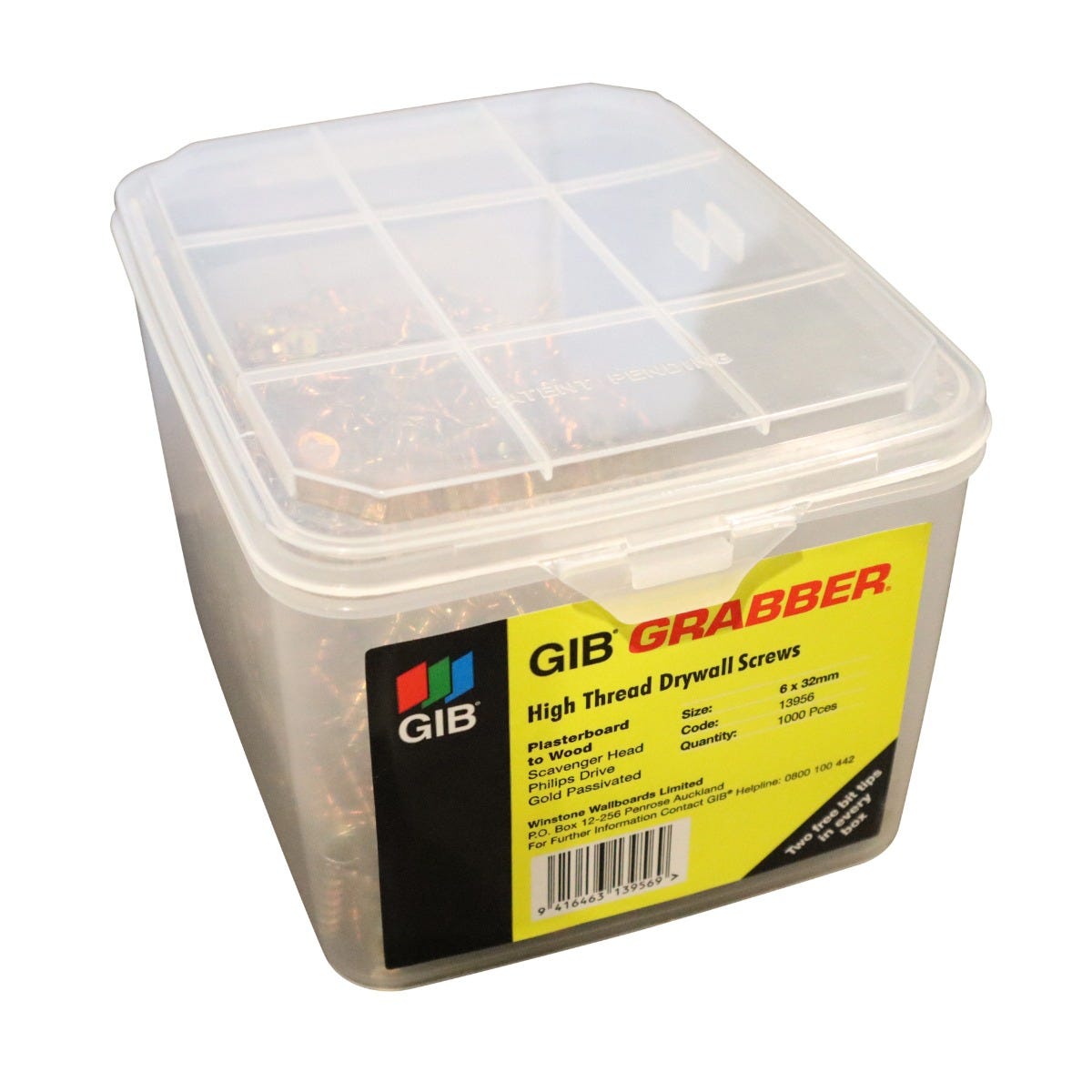6Gx25 GIB Grabber ScavHd High Thread Loose Yellow Label - Wood (1000)