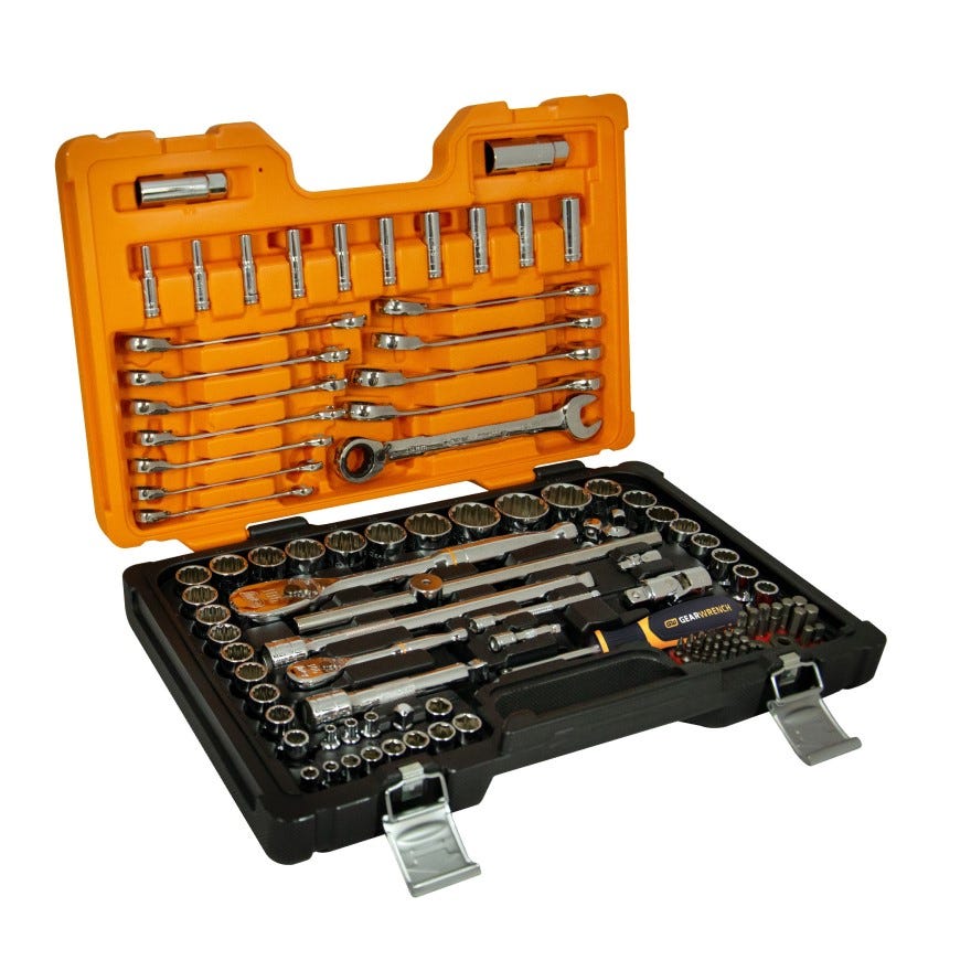 GEARWRENCH 111 Piece 1/4" & 1/2"Dr Metric/SAE Socket & Reversible Ratcheting Set