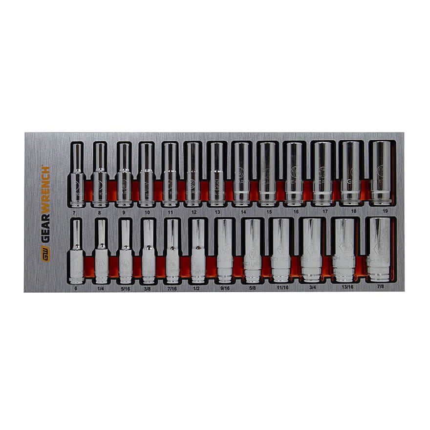 25PC 3/8 Inch Drive 6PT Metric/SAE Deep Socket Set