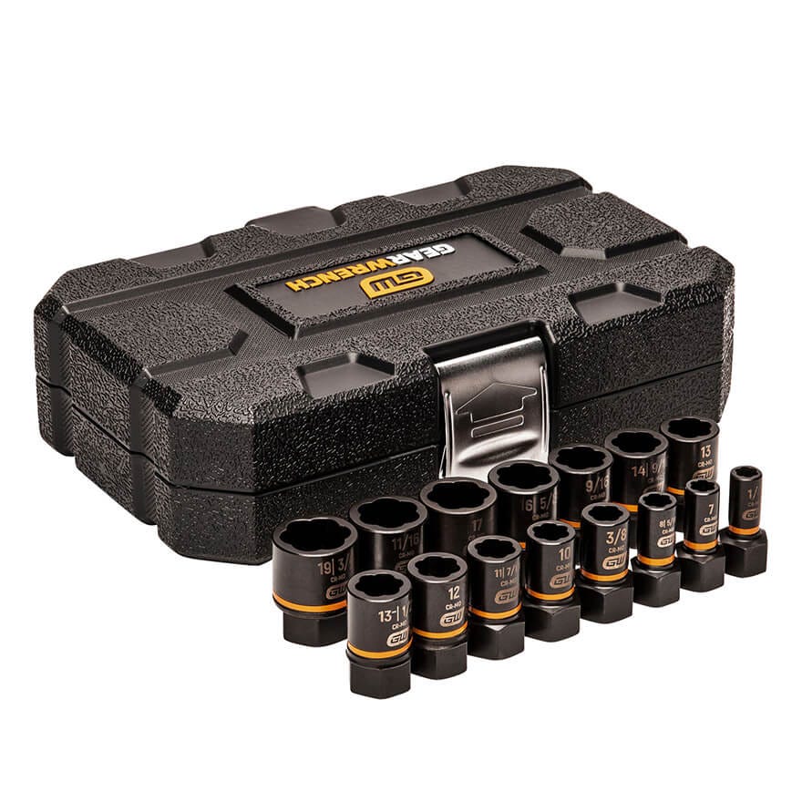GEARWRENCH 15 Pc. 1/4" & 3/8" Drive Bolt Biter™ Impact Extraction Socket Set