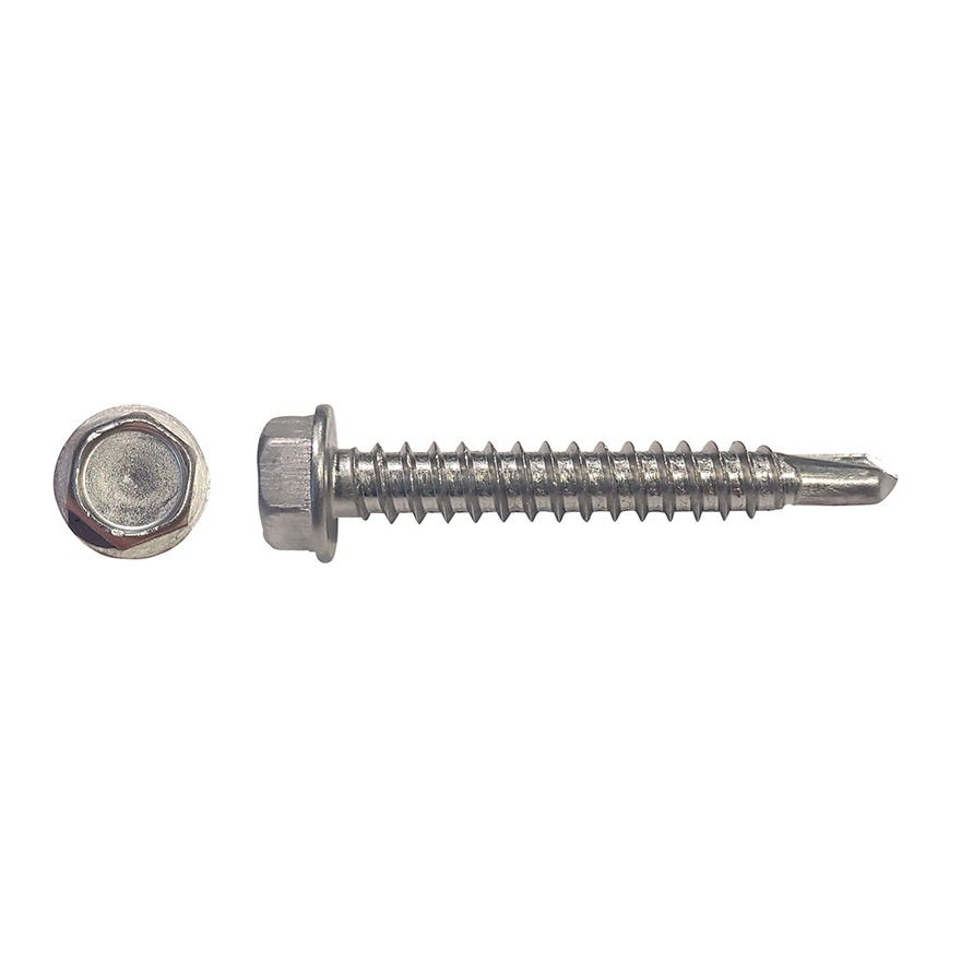 12G-14x45 Hex W/F (FT) Self Driller ""410"" Stainless Steel