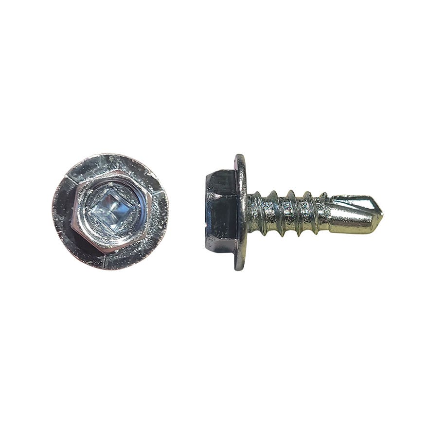 8G-18x1/2 Hex W/F Steel Self Driller Square Drive Class 2 / Silver Zinc