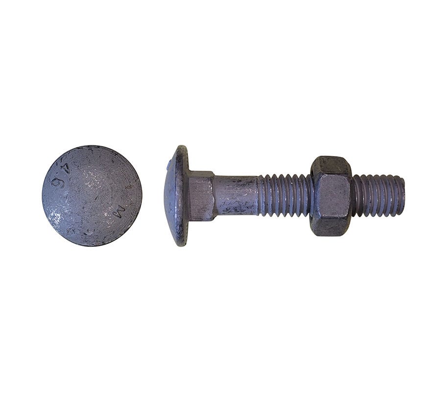 10x110 Mild Steel 4.6 Cup Head Bolt & Nut Galv